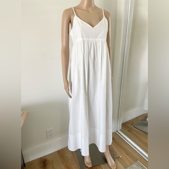 Jenni Kayne Cove Maxi Dress XS White Minimalist Cotton Pockets Cottage Beachy - Picture 3 of 7